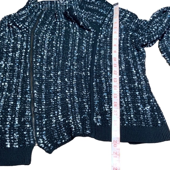 BCBGMAXAZRIA 100% Cotton Reeve Moto Cardigan Boucle Tweed Cropped Jacket Sz S - Picture 6 of 10